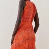 Karen Millen Embellished Halter Fringed Mini Dress