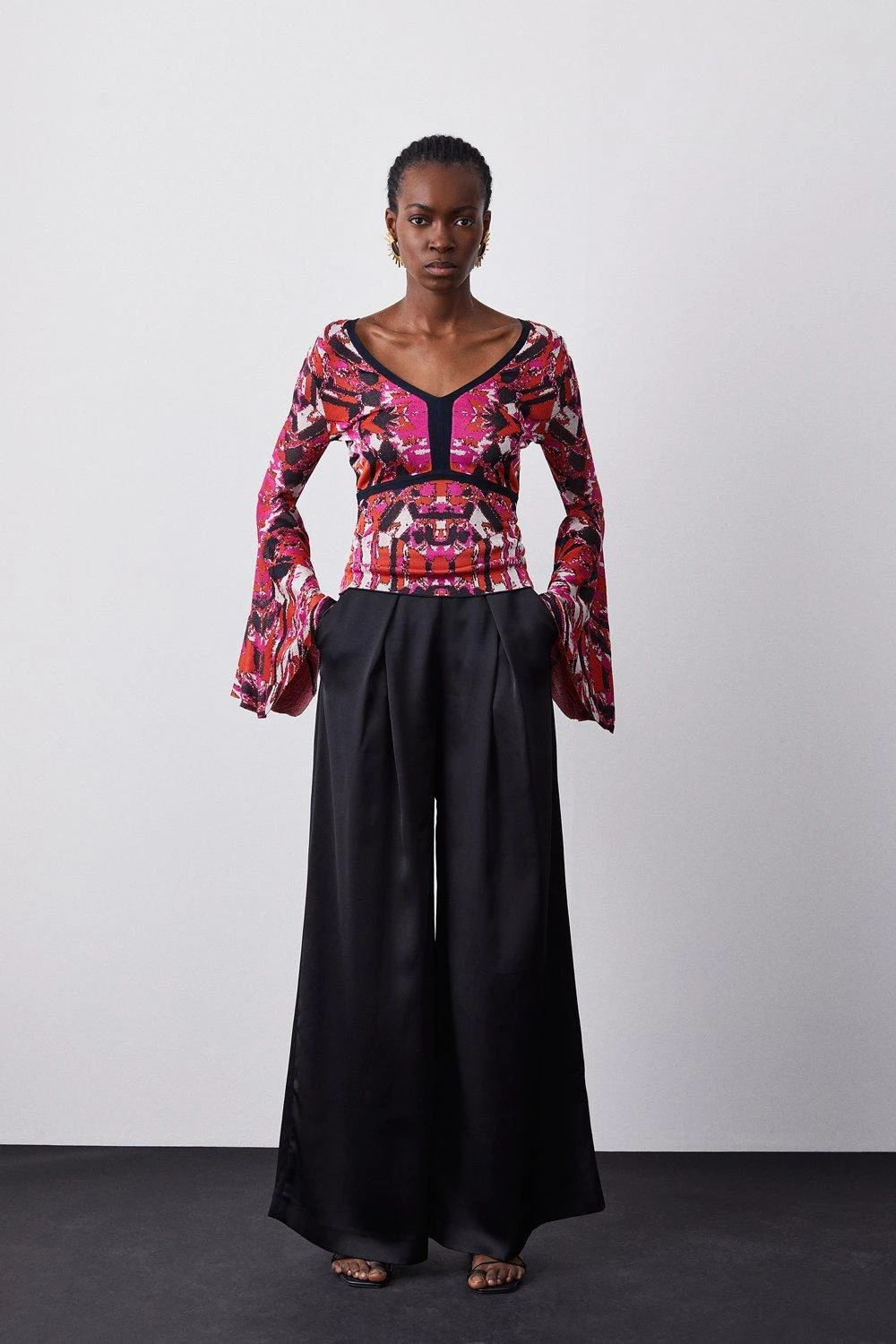 Karen Millen Slinky Knit Jacquard Geo Top 4 Karen Millen Slinky Knit Jacquard Geo Top - Image 2