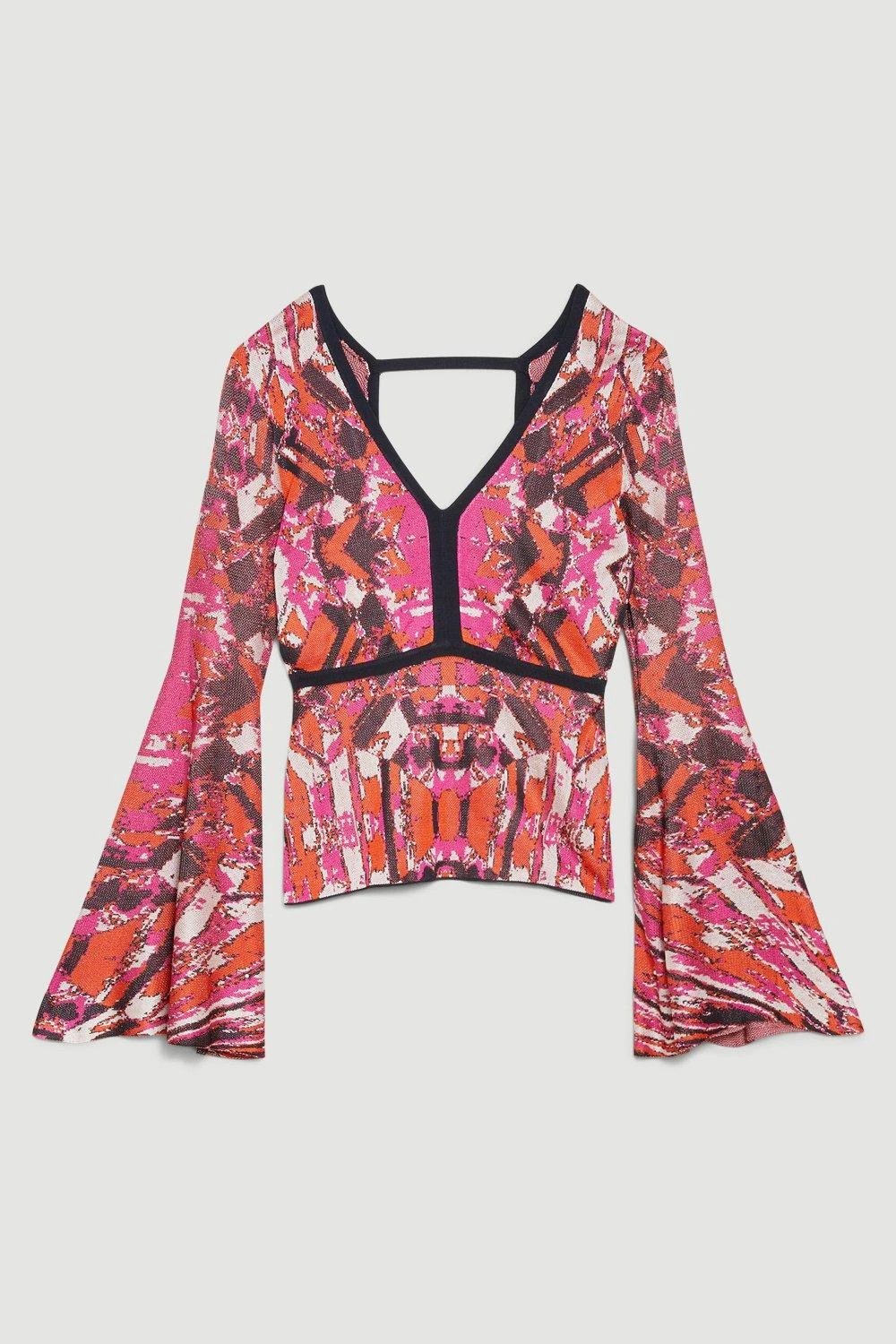Karen Millen Slinky Knit Jacquard Geo Top 5 Karen Millen Slinky Knit Jacquard Geo Top - Image 3