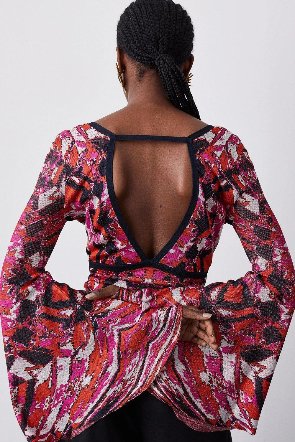 Karen Millen Slinky Knit Jacquard Geo Top 6 Karen Millen Slinky Knit Jacquard Geo Top - Image 4