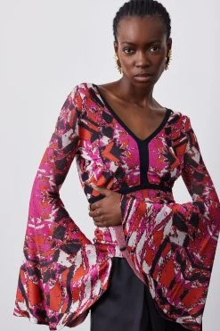 Karen Millen Slinky Knit Jacquard Geo Top 11 Karen Millen Slinky Knit Jacquard Geo Top -Karen Millen shop pink slinky knit jacquard geo top 4