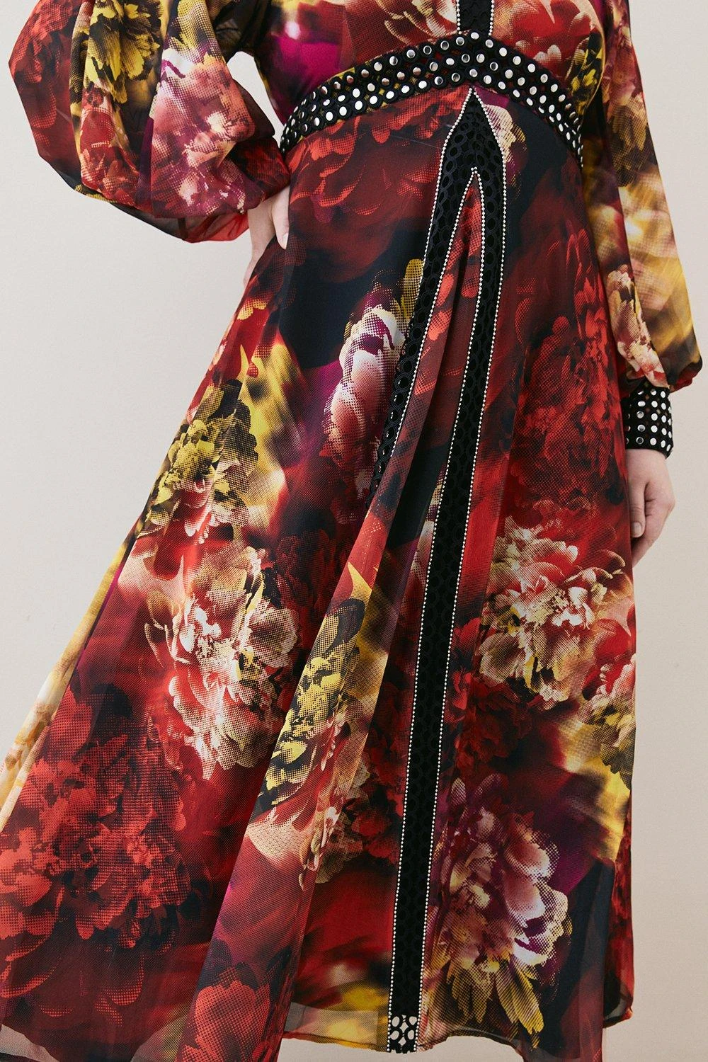 Karen Millen Plus Size Exploded Floral Studded Lace Dress 5 Karen Millen Plus Size Exploded Floral Studded Lace Dress - Image 3