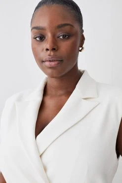 Karen Millen shop -Karen Millen shop plus size mono tailored and pleat belted midi dress 1