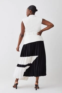 Karen Millen Plus Size Mono Tailored And Pleat Belted Midi Dress -Karen Millen shop plus size mono tailored and pleat belted midi dress 2