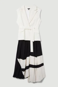 Karen Millen Plus Size Mono Tailored And Pleat Belted Midi Dress -Karen Millen shop plus size mono tailored and pleat belted midi dress 3