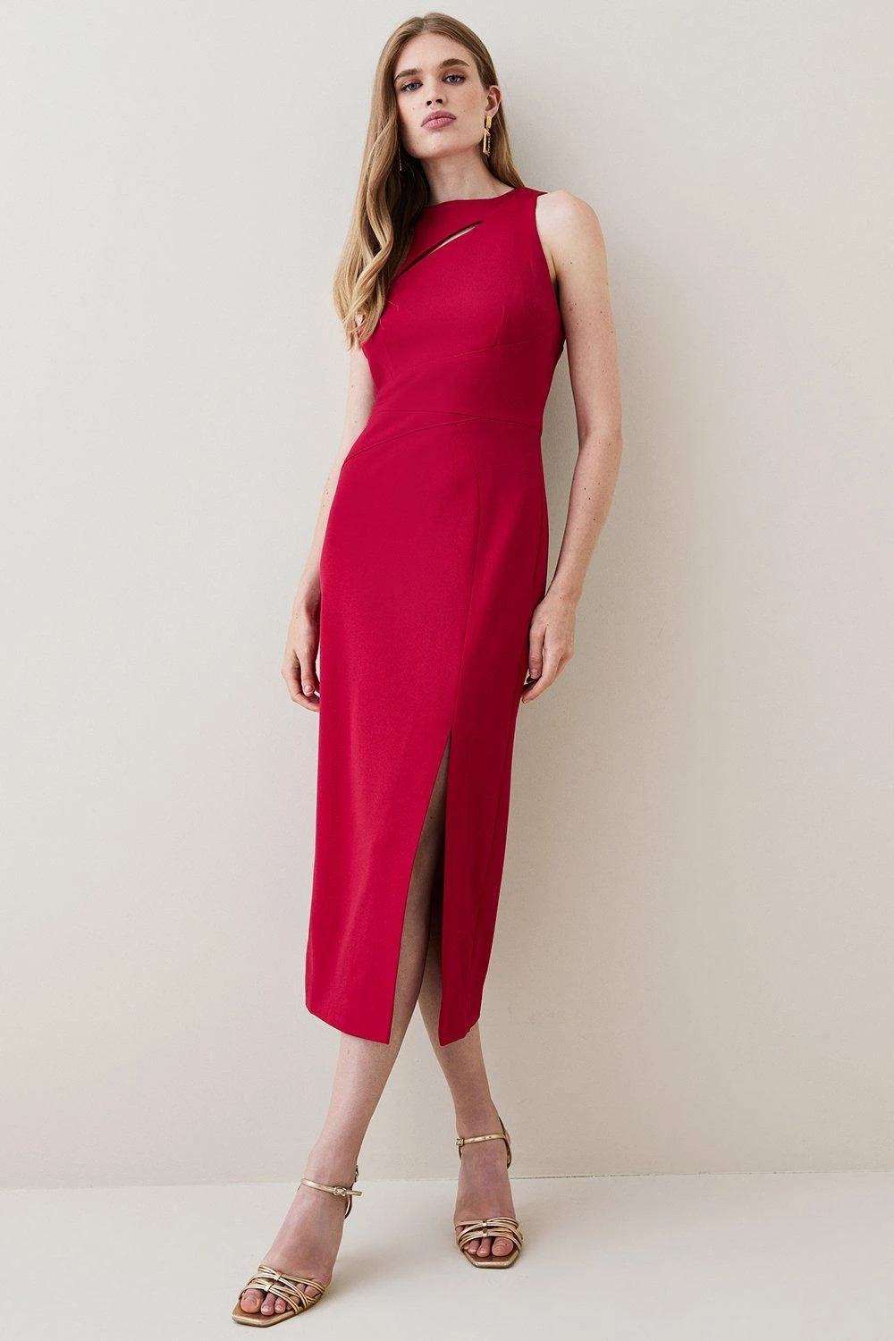 Karen Millen Italian Structured Jersey Cut Out Pencil Midi Dress 4 Karen Millen Italian Structured Jersey Cut Out Pencil Midi Dress - Image 2