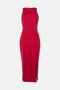 Karen Millen Italian Structured Jersey Cut Out Pencil Midi Dress 8 Karen Millen Italian Structured Jersey Cut Out Pencil Midi Dress -Karen Millen shop raspberry italian structured jersey cut out pencil midi dress 2