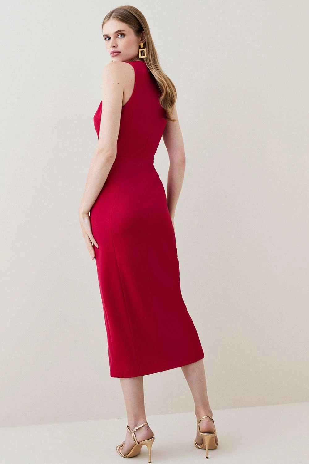 Karen Millen Italian Structured Jersey Cut Out Pencil Midi Dress 6 Karen Millen Italian Structured Jersey Cut Out Pencil Midi Dress - Image 4