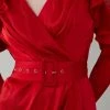 Karen Millen Satin And Lace Ruffle Woven Midaxi Dress -Karen Millen shop raspberry satin and lace ruffle woven midaxi dress
