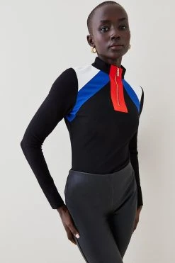 Karen Millen Colour Block Ponte Top -Karen Millen shop red colour block ponte top 3