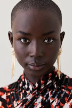 Karen Millen Embellished Twist Slinky Jacquard Knit Maxi Dress -Karen Millen shop red embellished twist slinky jacquard knit maxi dress 1