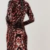 Karen Millen Embellished Twist Slinky Jacquard Knit Maxi Dress -Karen Millen shop red embellished twist slinky jacquard knit maxi dress