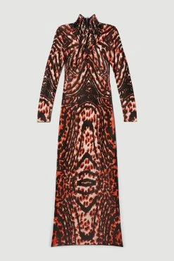 Karen Millen Embellished Twist Slinky Jacquard Knit Maxi Dress -Karen Millen shop red embellished twist slinky jacquard knit maxi dress 3
