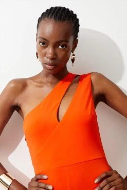 Karen Millen One Shoulder Cut Out Jersey Jumpsuit