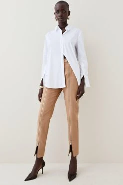 Karen Millen Zip Front Skinny Trouser -Karen Millen shop red orange zip front skinny trouser 1 4