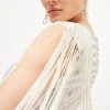 Karen Millen Beaded Fringed Woven Maxi Dress -Karen Millen shop sage beaded fringed woven maxi dress