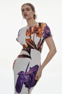 Karen Millen Satin Crepe Drama Floral Maxi Dress -Karen Millen shop satin crepe drama floral maxi dress 2