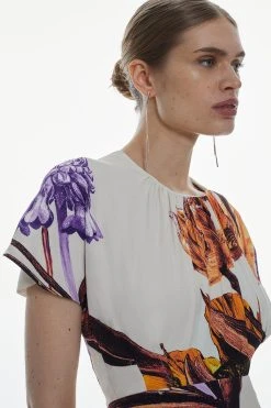 Karen Millen Satin Crepe Drama Floral Maxi Dress -Karen Millen shop satin crepe drama floral maxi dress 4