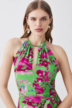 Karen Millen Silhouette Floral Halterneck Jumpsuit -Karen Millen shop silhouette floral halterneck jumpsuit 4