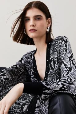 Karen Millen Space Dye Slinky Knit Animal Jacquard Maxi Dress -Karen Millen shop snake space dye slinky knit animal jacquard maxi dress 2