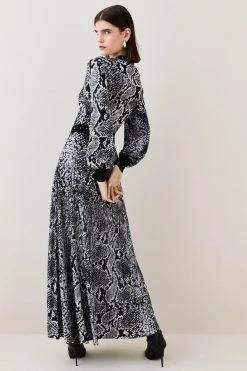 Karen Millen Space Dye Slinky Knit Animal Jacquard Maxi Dress -Karen Millen shop snake space dye slinky knit animal jacquard maxi dress 4