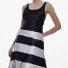 Karen Millen Satin Twill Striped Prom Skirt