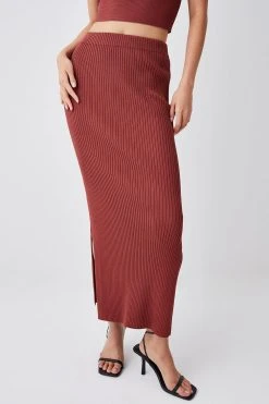 Karen Millen Knit Midi Skirt -Karen Millen shop toffee knit midi skirt 2