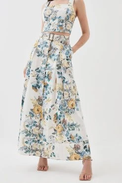 Karen Millen Trailing Floral Cotton Sateen Maxi Skirt 10 Karen Millen Trailing Floral Cotton Sateen Maxi Skirt -Karen Millen shop trailing floral cotton sateen maxi skirt 3