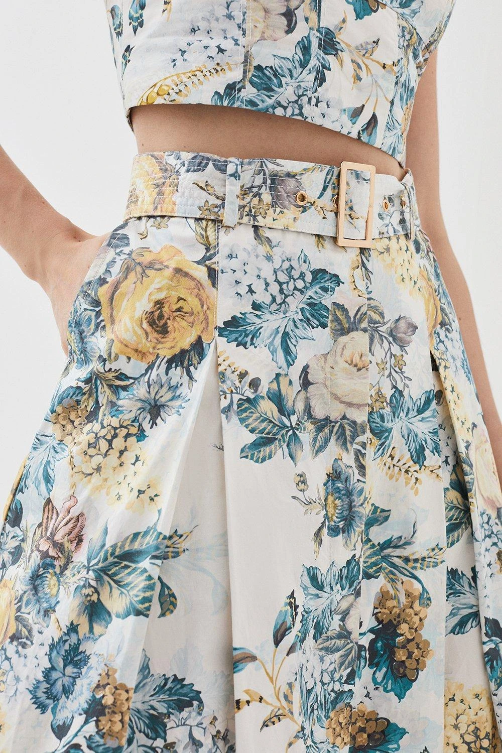 Karen Millen Trailing Floral Cotton Sateen Maxi Skirt 3 Karen Millen Trailing Floral Cotton Sateen Maxi Skirt