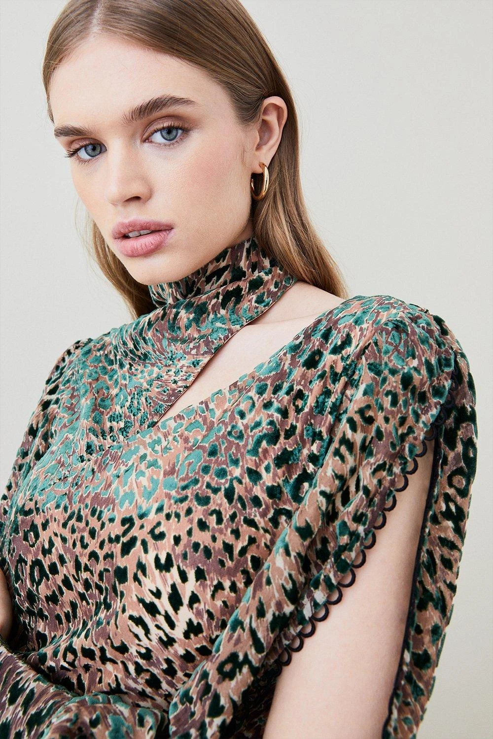 Karen Millen Velvet Animal Devoure Woven Maxi Dress 4 Karen Millen Velvet Animal Devoure Woven Maxi Dress - Image 2