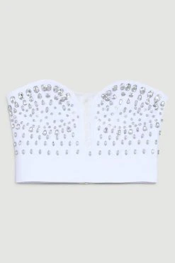 Karen Millen Crystal Embellished Corset Top 10 Karen Millen Crystal Embellished Corset Top -Karen Millen shop white crystal embellished corset top 3