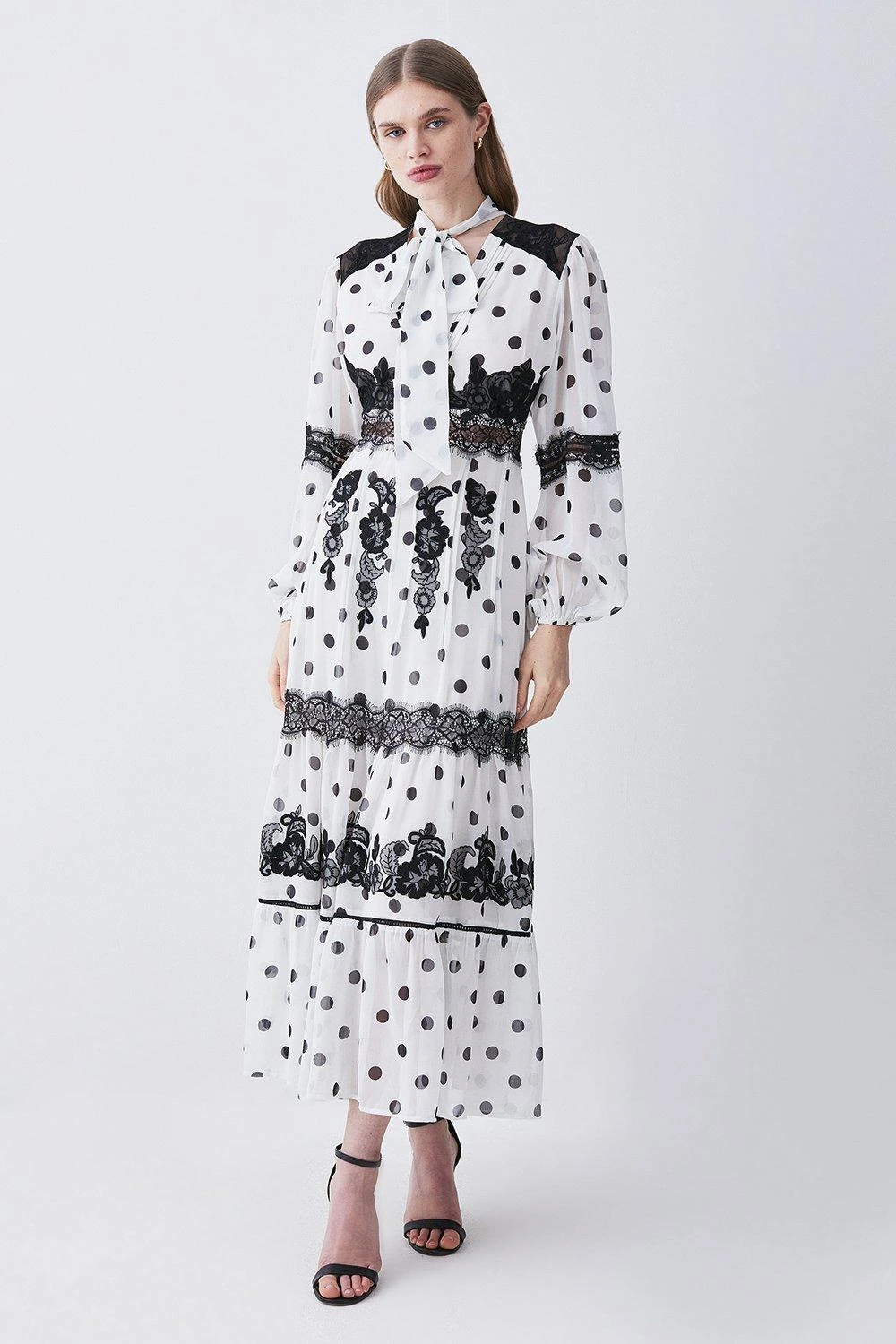 Karen Millen Polka Dot Mix Lace & Embroidery Maxi Dress 4 Karen Millen Polka Dot Mix Lace & Embroidery Maxi Dress - Image 2