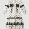 Karen Millen Polka Dot Mix Lace & Embroidery Maxi Dress -Karen Millen shop white polka dot mix lace embroidery maxi dress