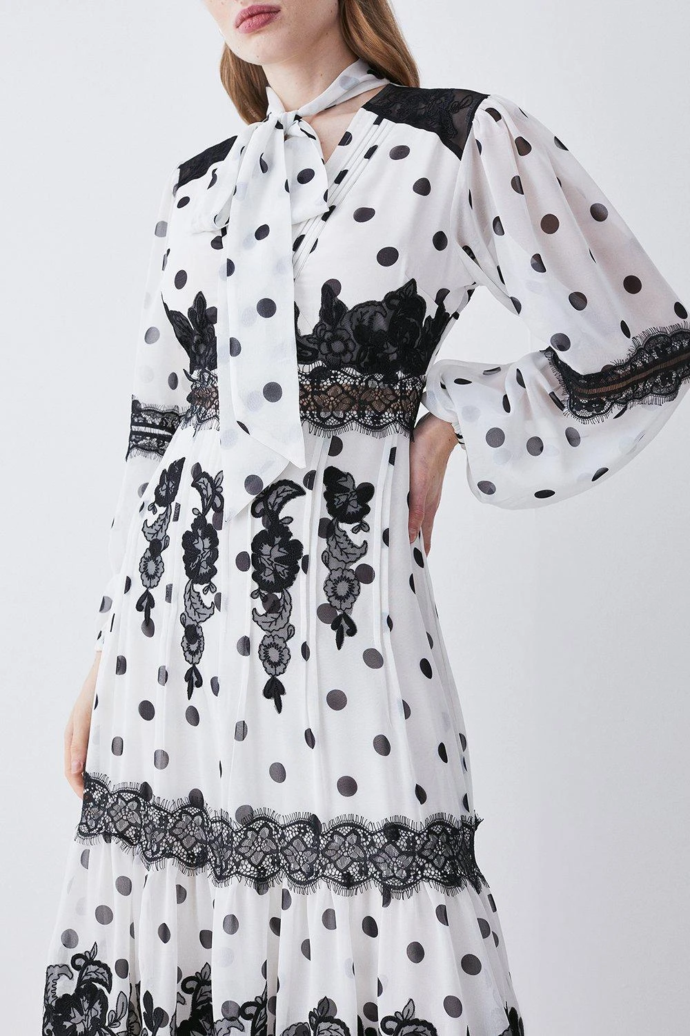 Karen Millen Polka Dot Mix Lace & Embroidery Maxi Dress 5 Karen Millen Polka Dot Mix Lace & Embroidery Maxi Dress - Image 3