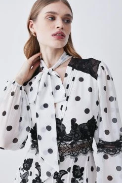 Karen Millen Polka Dot Mix Lace & Embroidery Maxi Dress 11 Karen Millen Polka Dot Mix Lace & Embroidery Maxi Dress -Karen Millen shop white polka dot mix lace embroidery maxi dress 4