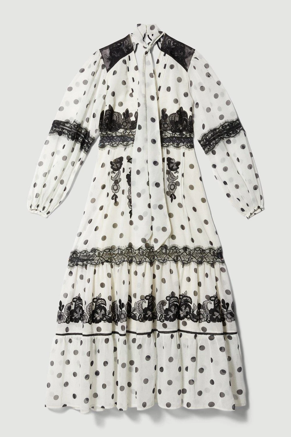 Karen Millen Polka Dot Mix Lace & Embroidery Maxi Dress 3 Karen Millen Polka Dot Mix Lace & Embroidery Maxi Dress